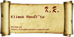 Klimek Renáta névjegykártya
